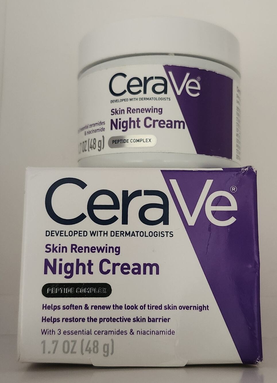 CeraVe Skin Renewing Night Cream ~ Peptide Complex ~ 1.7 oz/48 gm ~ New In Box